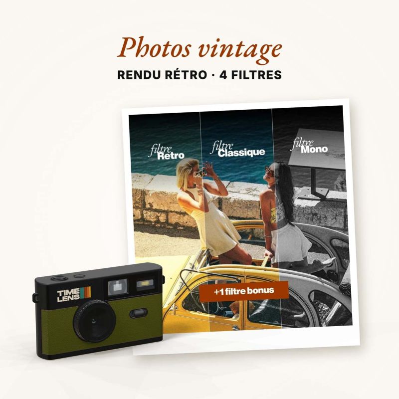 TimeLens Kaki Appareil Photo Numérique Vintage Sans Écran