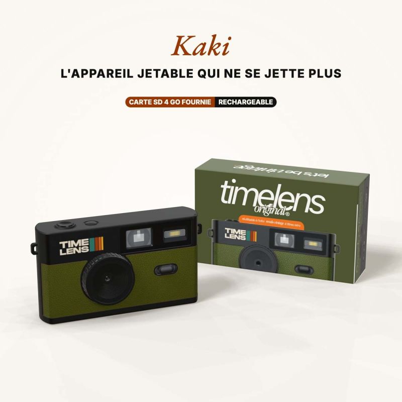 TimeLens Kaki Appareil Photo Numérique Vintage Sans Écran