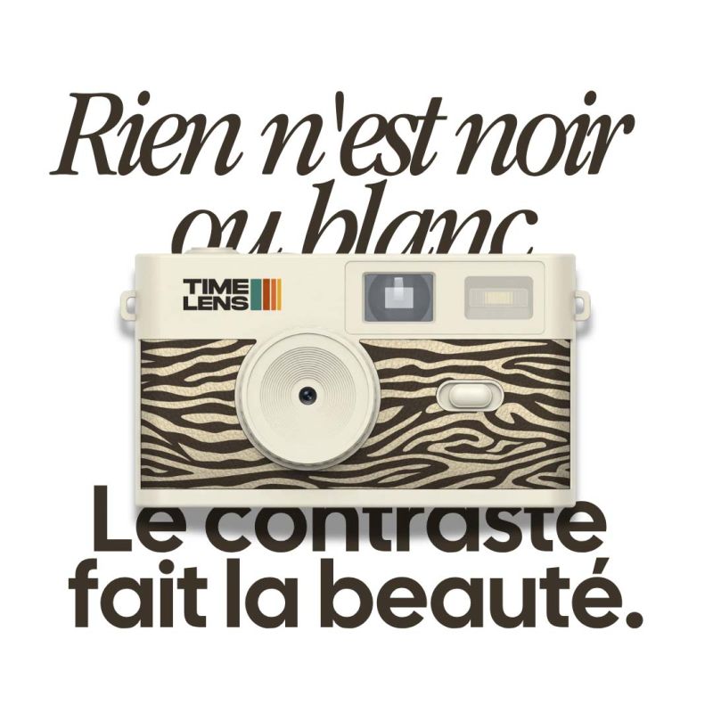 TimeLens Cream Zebra Appareil Photo Vintage Sans Écran