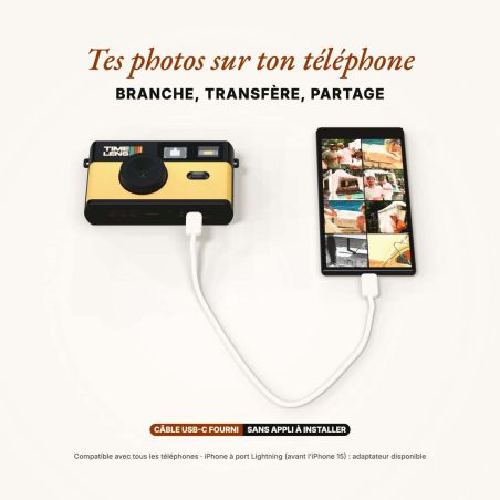 TimeLens Jaune Appareil Photo Numérique Vintage Sans Écran
