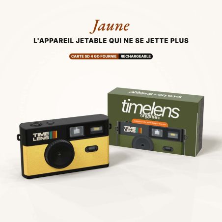 TimeLens Jaune Appareil Photo Numérique Vintage Sans Écran