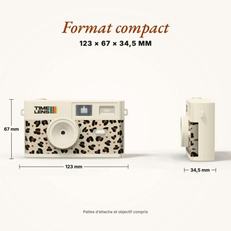 TimeLens Cream Leopard Appareil Photo Vintage Sans Écran
