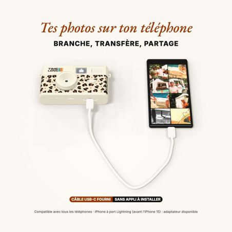 TimeLens Cream Leopard Appareil Photo Vintage Sans Écran