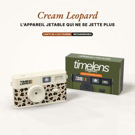 TimeLens Cream Leopard Appareil Photo Vintage Sans Écran