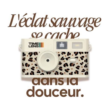 TimeLens Cream Leopard Appareil Photo Vintage Sans Écran