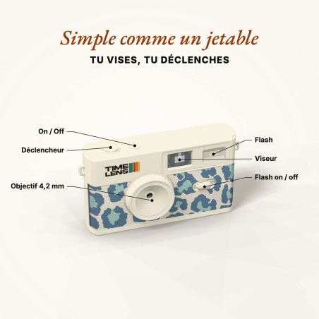 TimeLens Cream Sky Leopard Appareil Photo Vintage Sans Écran