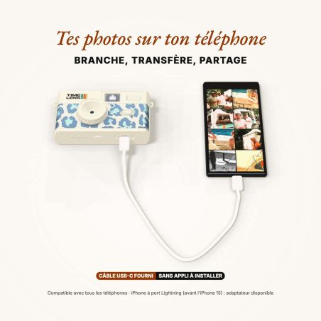 TimeLens Cream Sky Leopard Appareil Photo Vintage Sans Écran