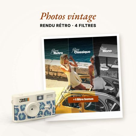 TimeLens Cream Sky Leopard Appareil Photo Vintage Sans Écran