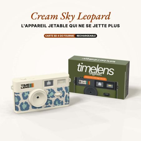 TimeLens Cream Sky Leopard Appareil Photo Vintage Sans Écran