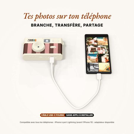 TimeLens Cream Rosewood Appareil Photo Vintage Sans Écran