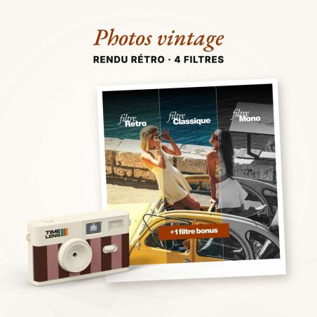 TimeLens Cream Rosewood Appareil Photo Vintage Sans Écran