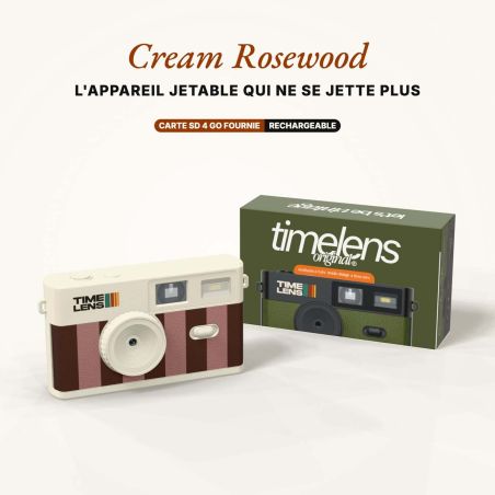 TimeLens Cream Rosewood Appareil Photo Vintage Sans Écran