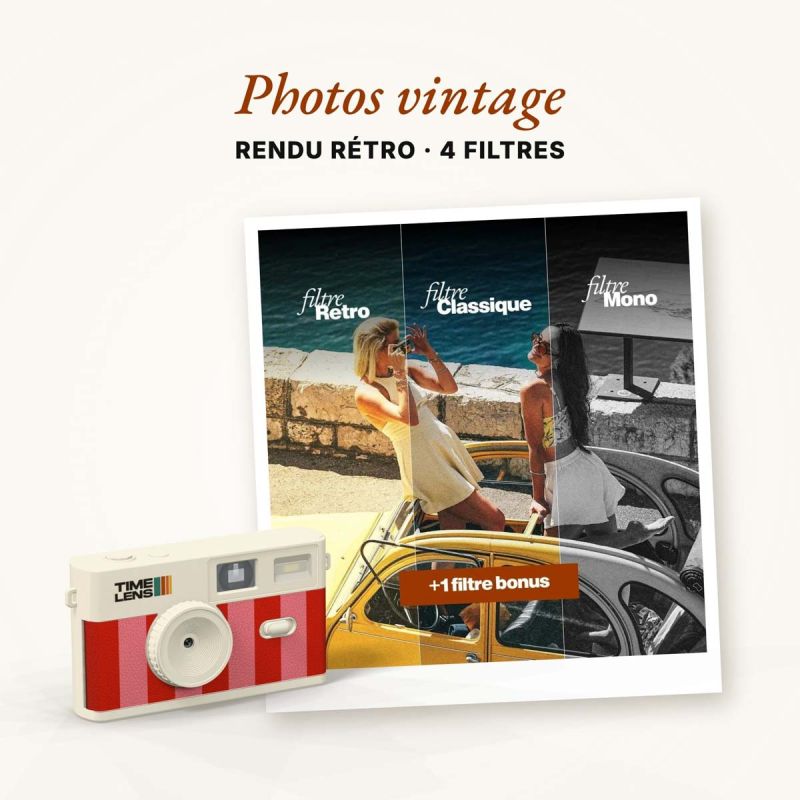 TimeLens Cream Candy Appareil Photo Vintage Sans Écran