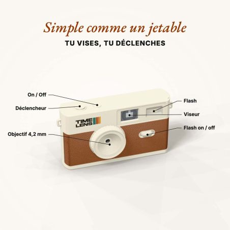 TimeLens Cream Brown Appareil Photo Vintage Sans Écran