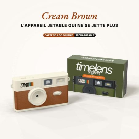 TimeLens Cream Brown Appareil Photo Vintage Sans Écran