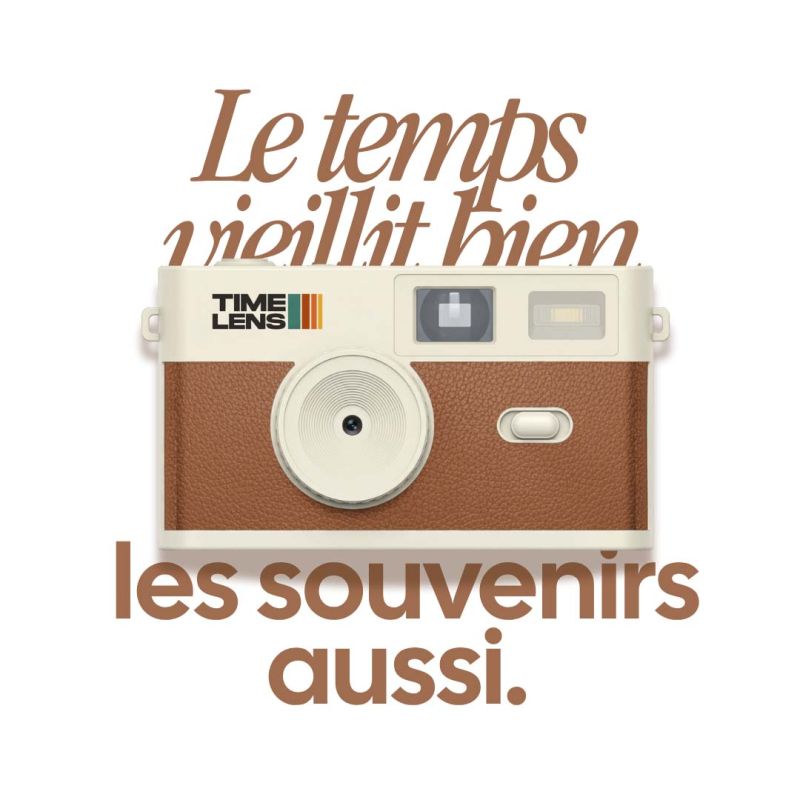 TimeLens Cream Brown Appareil Photo Vintage Sans Écran