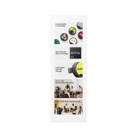 Insta360 Mic Kit 2 TX + 1 RX avec Étui de Recharge