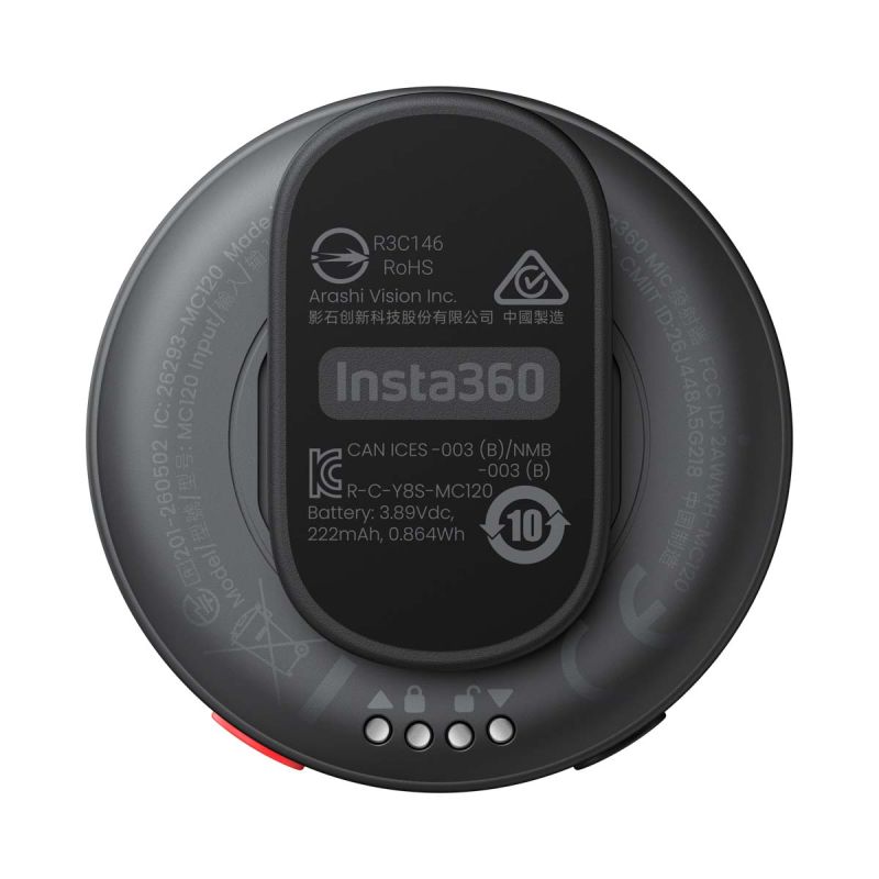 Insta360 Mic Transmetteur Noir E-Ink 32 bits