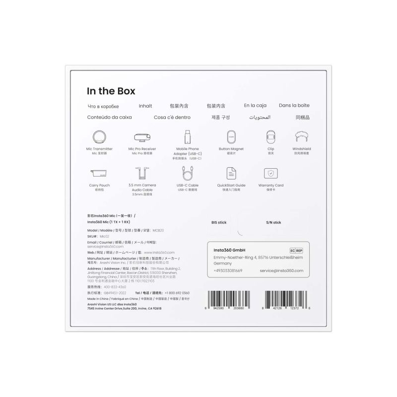 Insta360 Mic Kit 1 TX + 1 RX Micro Sans Fil